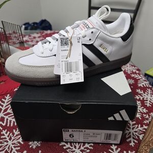 Adidas Samba J White and Black Sneakers